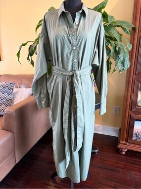 J. Crew relaxed fit shirt dress in Army/Moss green - size 16